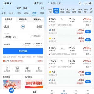 支付宝上线机票比价功能：已接入携程、飞猪两大平台