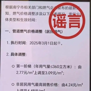 一网民借助 AI 造谣“广西南宁天然气价格上涨”，被行政处罚