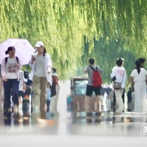 荷叶帽亮了！杭州热疯，西湖景区游客上演“花式”避暑